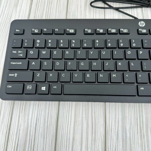 Hewlett Packard HP black USB wired QWERTY keyboard slim KBAR211 NEW - Picture 3 of 10